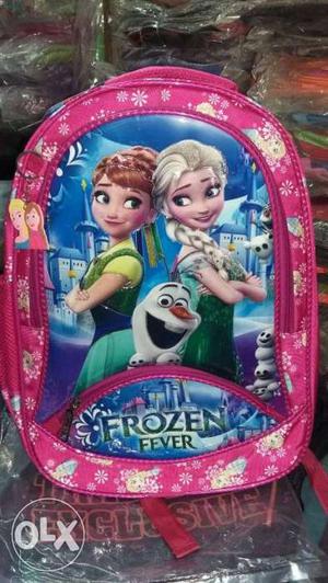 Children's Pink And White With Frozen Fever Print Backpack