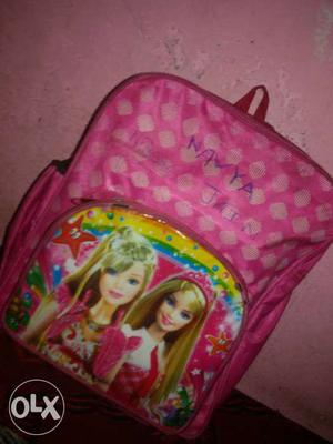 Girl's Pink Barbie Print Backpack