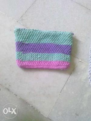 Green, Purple And Pink Knit Tetile