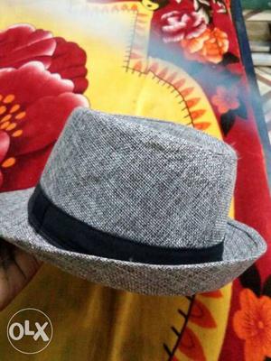 Grey And Black Fedora Hat