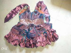 Maroon And shiny party wear for girl child