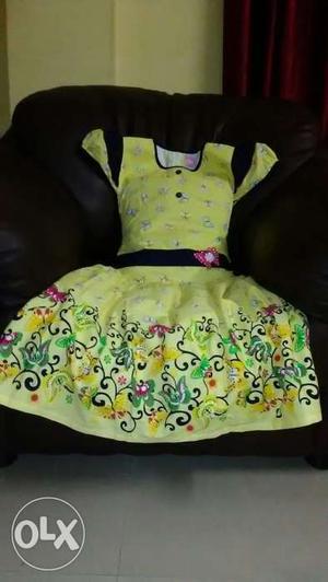 New Attractive cotton yellow colour frock size:38
