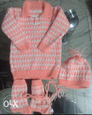 Orange And White dress Knit Cap