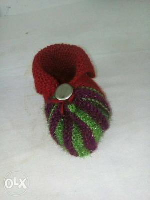 Red Green And Purple Knit Shoes