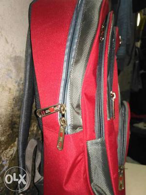 Red Grey And Black Backpack