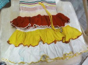 Red Yellow And White Tube Dress