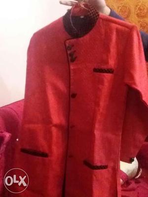 Red sherwani with pant age group  yrs