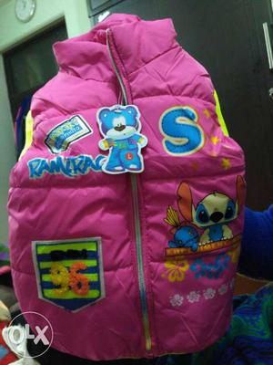 Toddler's Pink And Blue Puff Vest