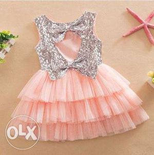 Toddler's Pink And Gray Dress