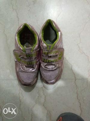 Toddler's Pink And Green Glitter Shoes