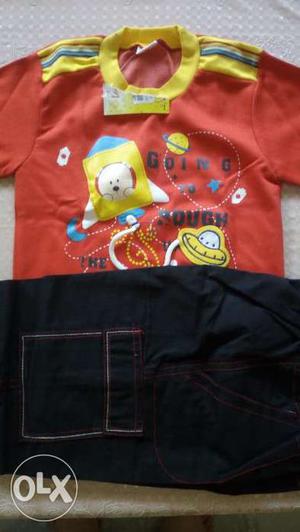 Tshirt and pant orange colour for kids