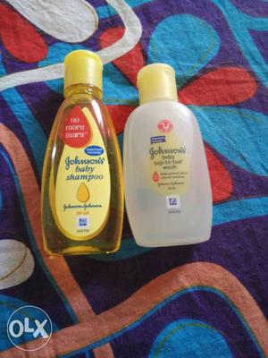 Unused bottles of Jhonson's baby shampoo and top