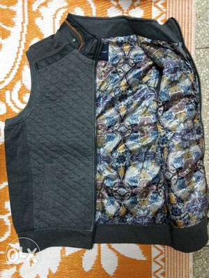 Black And Grey Zip Up Vest