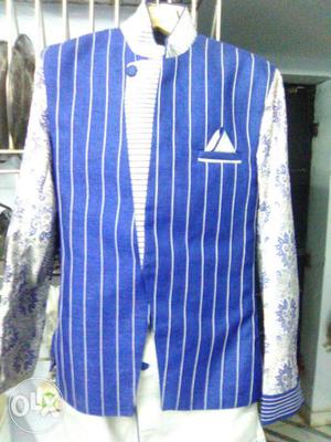 Blue And White Stripe Vest