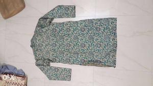 Green And White Floral Long Sleeve Shirt