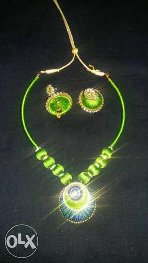 Green Silk Jewelry Set