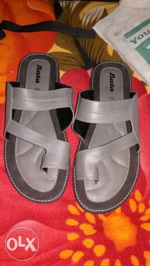 Grey Leather Sandals