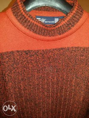 Orange And Black Knitted Crew Neck Westside Shirt