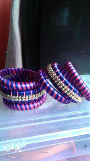 Purple And Blue Silk Thread Bangles