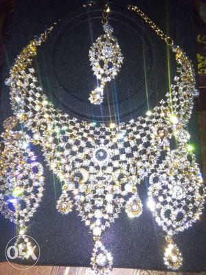 Silver And Gold Chandeliers Necklace Set