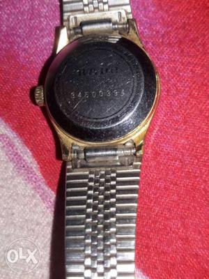 Silver Gold And Black Round Watch
