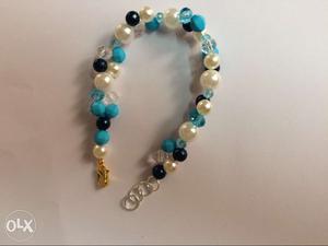 White And Blue Beaded Bracelet