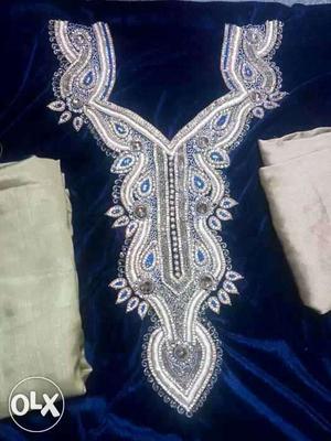 White And Blue Sari