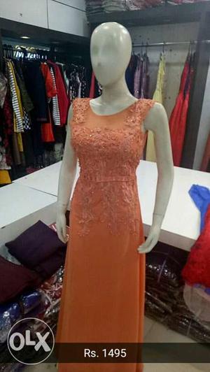 Women's Orange Tank Floral Dress