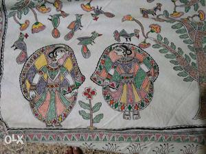 Birds And Women madhubani Print bed sheets