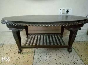 Black Wooden Oval Coffee Table
