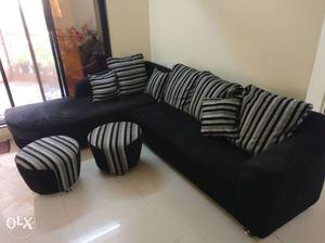 Black and Silver executive sofa set. "L" Shaped