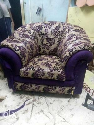 Brown And Purple Floral Sofa Chair