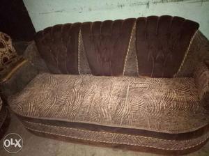 Brown And White Fabric Sofa