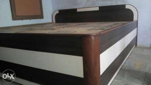 Brown White And Black Wooden Bed Frame