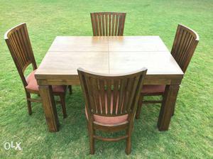 Brown Wooden Dining Set Of 5