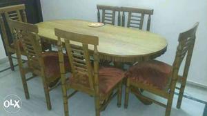 Brown Wooden Oblong Table And Chairs Dining Set