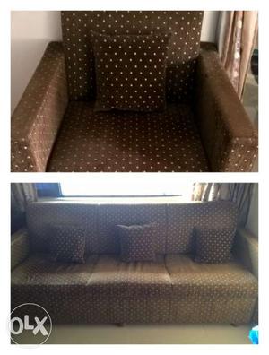 Brown fabric Sofa and Soda chair