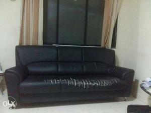 D-Alpina Godrej black 3 seater sofa