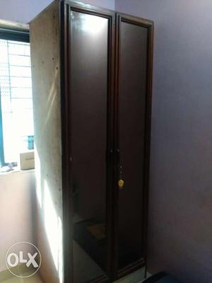 Double door wardrobe with full mirror and locking