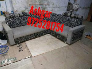 Gray And Black Micro Suede Sectional Couch
