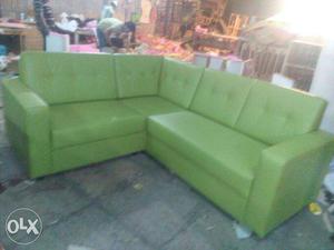 Green Leather Sectional Couch