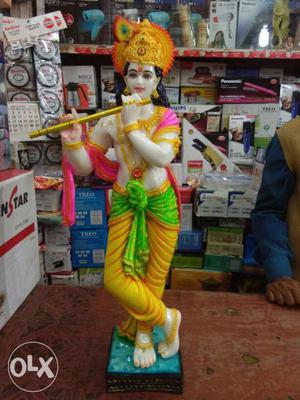 Indian Goddess Holding Flute Ceramic Figurine