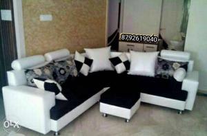 L shape sofa available Black and white colour