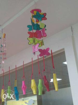 Pink, Green And Yellow Hanging Decors