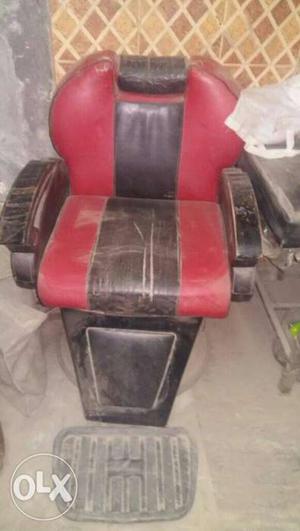 Red And Black Leather Barber's Chair