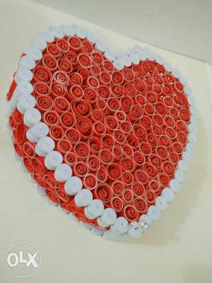 Red And White Floral Heart Shape Decorative