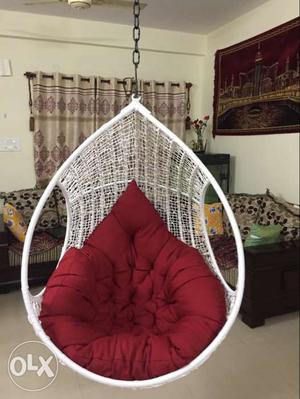 Red And White Wooden Hanging Chair