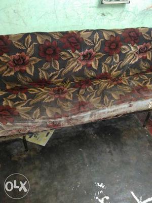 Red Brown And Black Floral Couch
