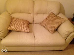 Sofa set 2/3 seater and antique wooden Chester