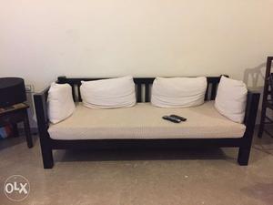 Teak wood 3 seater diwan sofa, with mattress and